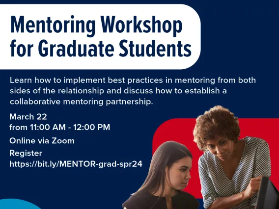 image with information regarding the mentoring workshop for graduate students. 