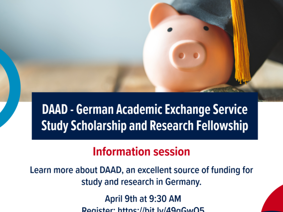 Image showing information about DAAD information session. Same information is available in text underneath. 