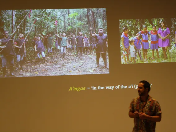 Image of grad slam semifinalists presenting.