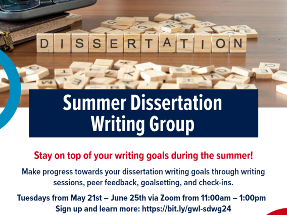image with information regarding the dissertation writing group. same information is provided below. 