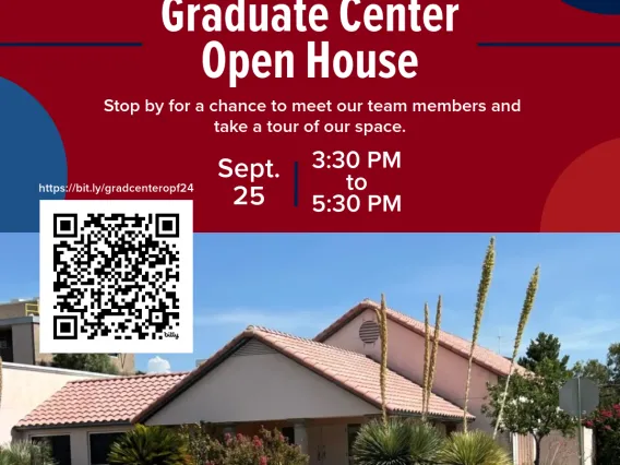 Promotional graphic advertising the Graduate Center Open House on September 25.