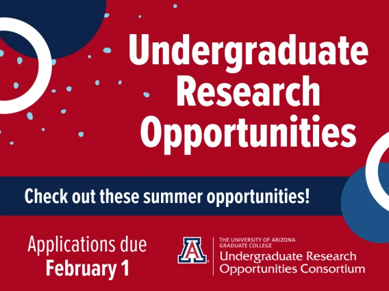 Promotional graphic advertising Undergraduate Research Opportunities. 