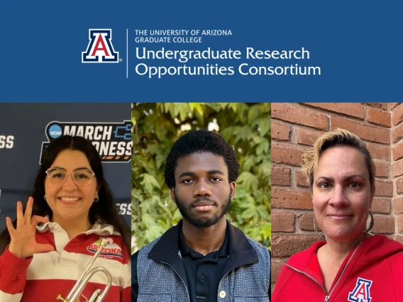 Graphic featuring three UROC students. 