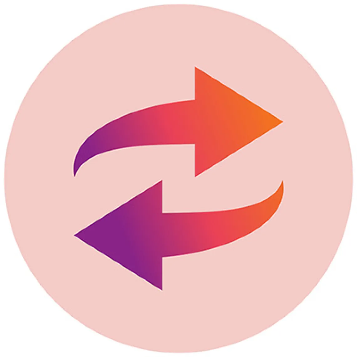 A circle with counterposed arrows