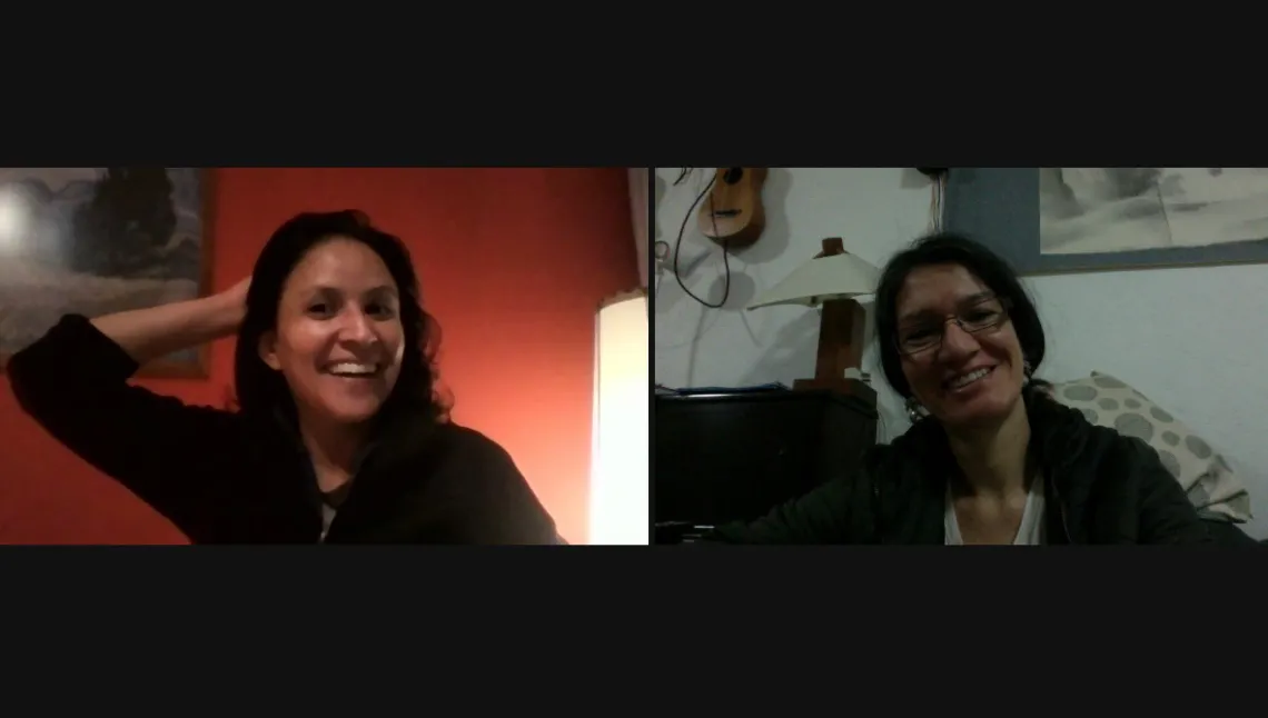 Carmen Mestizo and Liliana Toledo-Guzmán on a Zoom call.