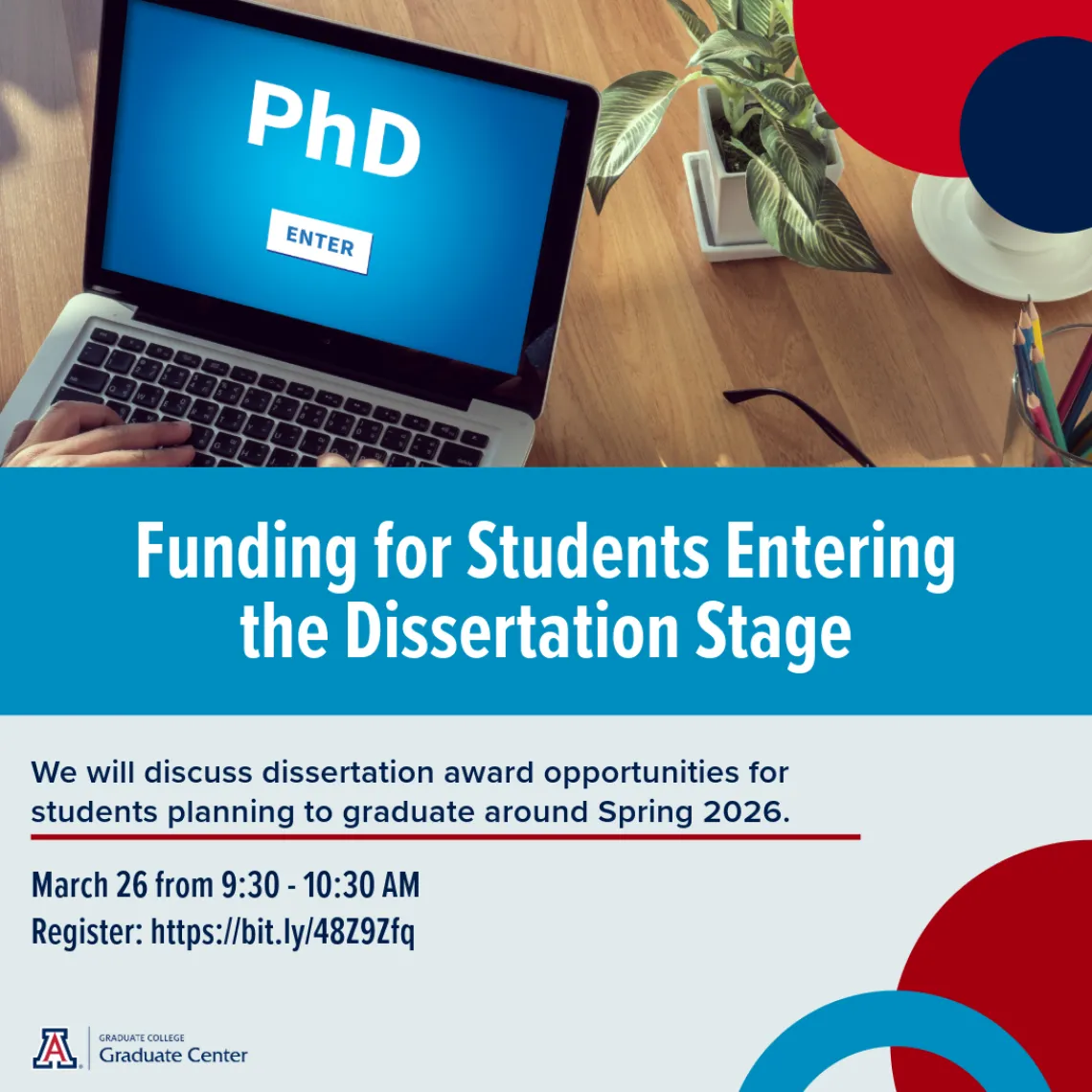 Image showing information about Funding for Students Entering the Dissertation Stage. Same information is available in text underneath.