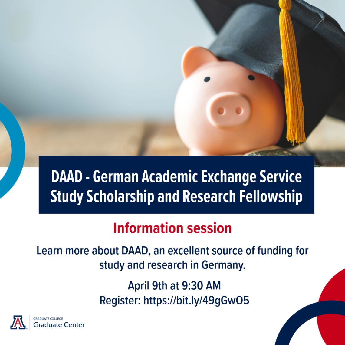 Image showing information about DAAD information session. Same information is available in text underneath. 