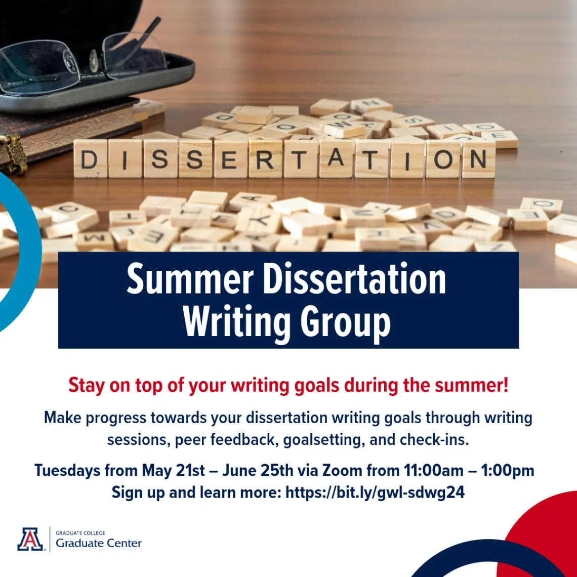 image with information regarding the dissertation writing group. same information is provided below. 