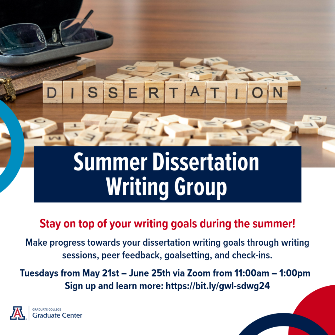 image with information regarding the dissertation writing group. same information is provided below. 