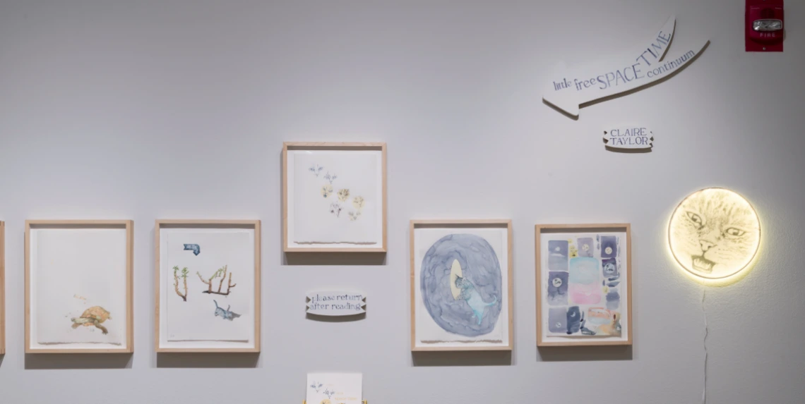 Image of part of Claire Taylor's exhibit "Little Free Space Time Continuum"