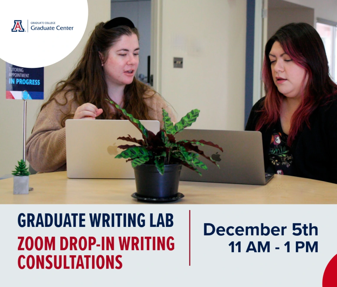  Two students sitting at a table in front of laptops with information about Zoom Drop-in Event