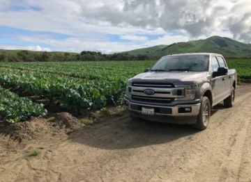 image of a truck in a California field