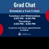 Promotional graphic advertising Grad Chat.